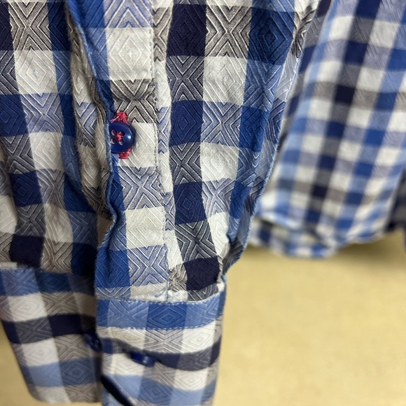Luchiano Visconti Blue and White Checkered Men's Shirt Mens size large - Picture 5 of 6